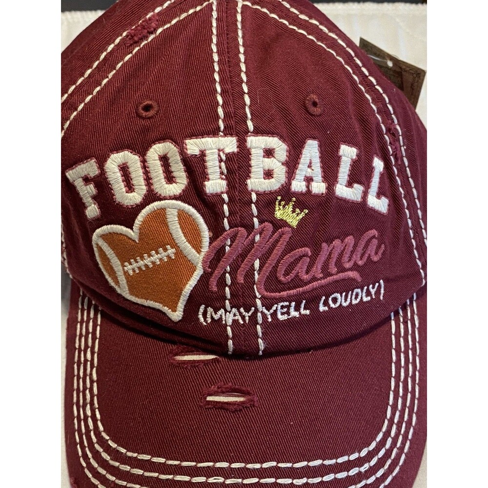Football Mama Hat One Size Women's Kbethos Maroon Cap Adjustable Strap